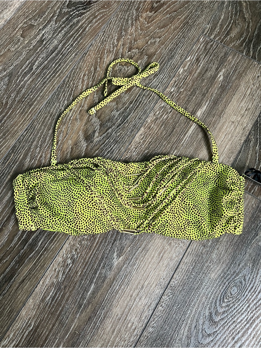 Victoria's Secret Limelight Green Polka-Dot Bandeau Swim Top